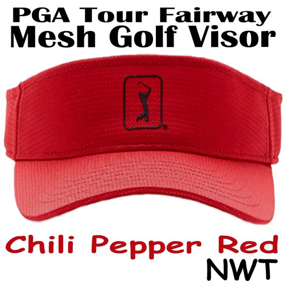 PGA Tour Other - PGA Tour Fairway Mesh Golf Visor - Chili Pepper Red - NWT